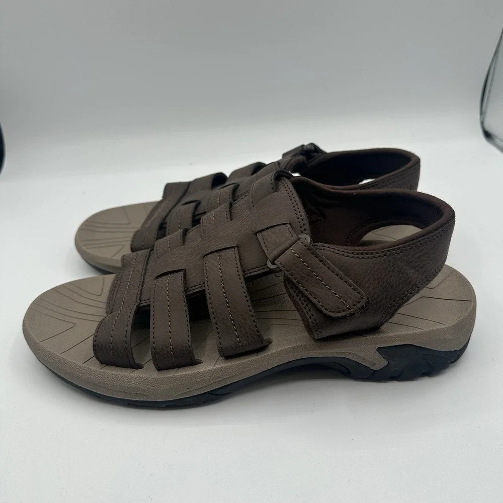 Rockport Byron Fisherman Sandals Mens‎ Sz 9 M Java Brown Adjustable Strap Shoes